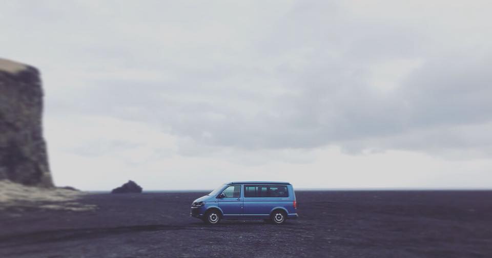 Camper van on the beach in Iceland